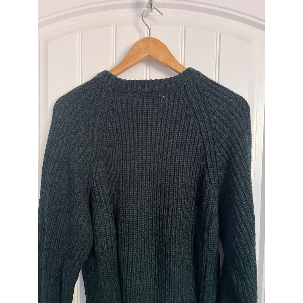 Vintage Sweater Mens‎ Large Green Chunky Knit Raglan 90s Ribbed Green 312